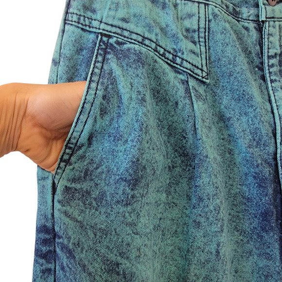 Vintage Teal Sundance 80's Acid Wash Denim Mom High Rise Pants Jeans Women's M - Picture 4 of 12